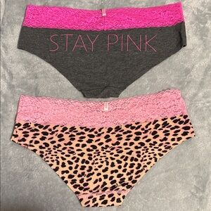 PINK Victoria's Secret Gray and Leopard Panties Set